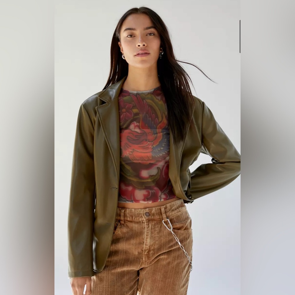 UO Women's Jules Oversized Faux Leather Blazer